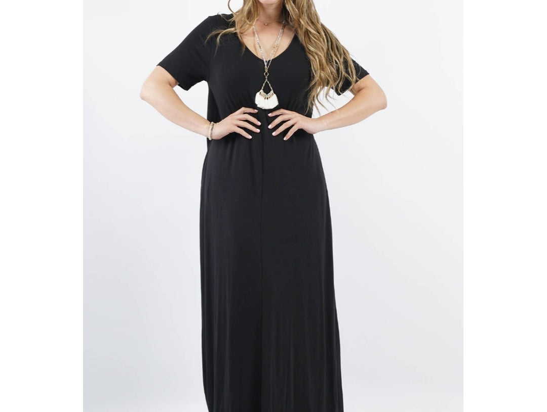 Black plus size sundress with sleeves