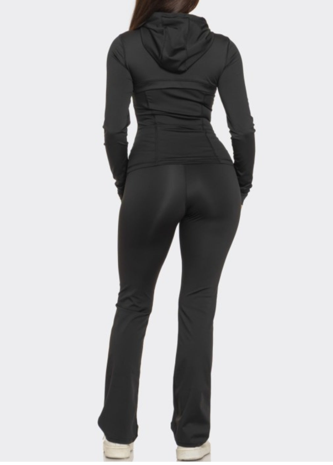 Sleek Fit Zip-Up Two-Piece Set – Black