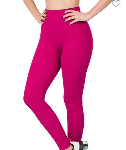 Magenta ribbed tights
